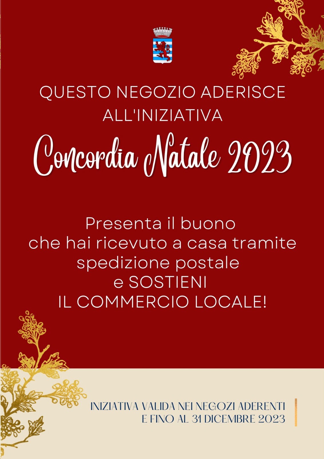 Vetrofania negozi aderenti all'iniziativa "Concordia Natale 2023"